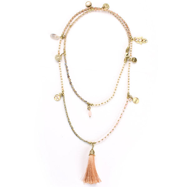 Exoal Kette Holi Collors in nude-gold - Natursteinkette mit Farbverlauf