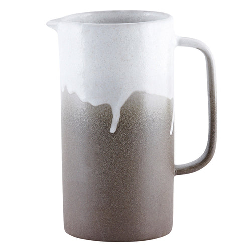House Doctor Krug Running Glaze - handgemachte Steingut-Kanne braun-weiß