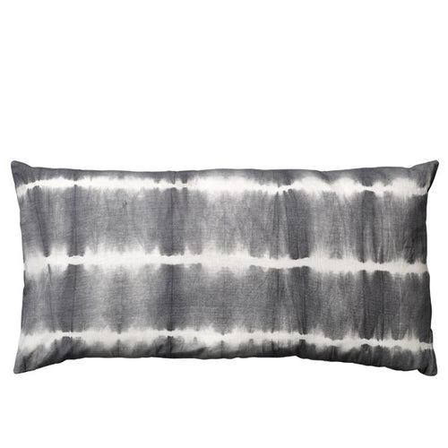 Bloomingville Baumwollkissen 30x60 cm in weiß grau - Kissen in Batikoptik