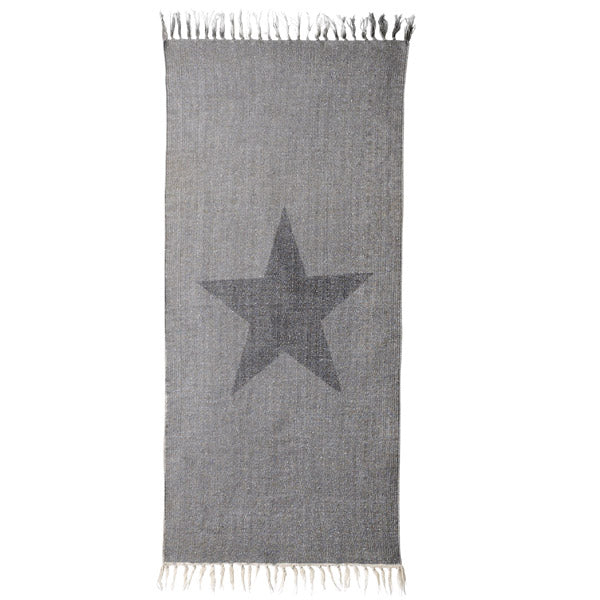 Bloomingville Teppich black star aus Baumwolle - Läufer 60x120 cm in grau