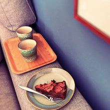 Frühstücksteller Moss im 70er Jahre Design - Vintage Dessertteller blau-grün