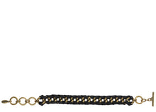 Pilgrim Armband Golden Chain - schwarzes Lederarmband geflochten