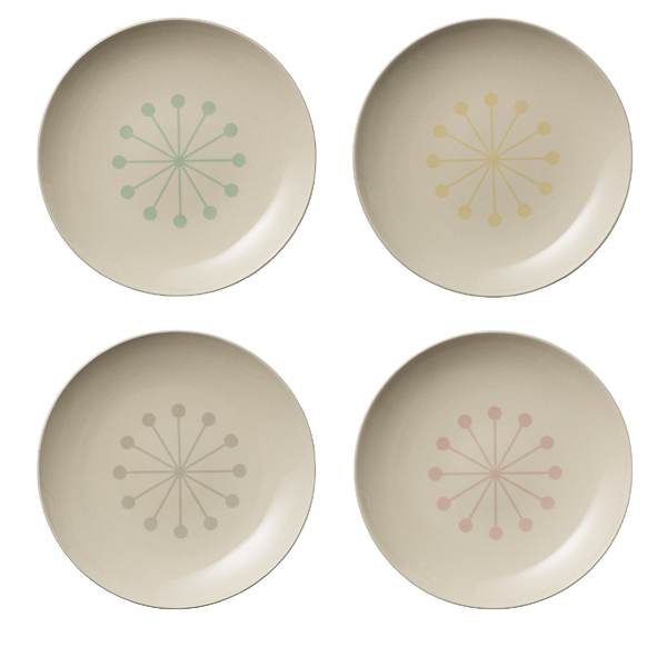 Bloomingville Kuchenteller Alberte beige mit Muster - 4 Frühstücksteller aus Keramik