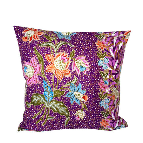 Baumwollkissen Bamboo Leaf in lila - fair trade Kissenhülle in 40x40 cm aus 100% Baumwolle