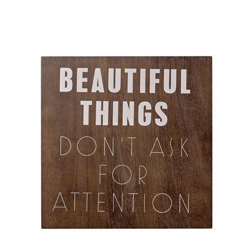 Bloomingville Dekoschild Beautiful Things - Dekoration aus Mahagoni Holz