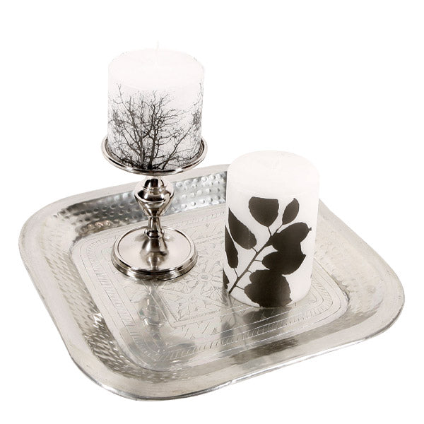 Broste Copenhagen Kerzenplatte Shandi in silber - Kerzenteller aus Aluminium