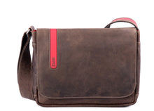 Zwei Laptoptasche Toro T13 aus Leder - robuste Umhängetasche in braun-rot