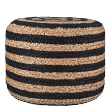 House Doctor Sitz-Pouf Hemp - Sitzkissen Jute schwarz gestreift
