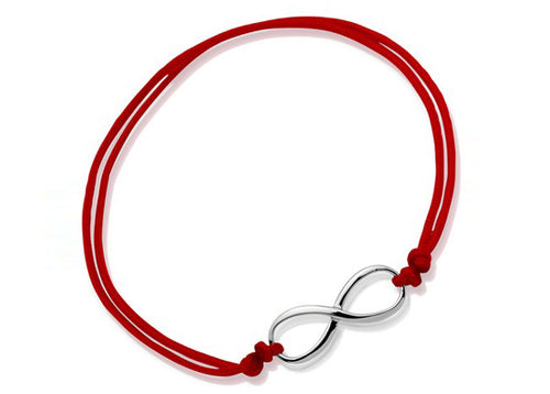 Armband Liebesknoten in rot mit Silberelement von Pete & Sally