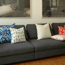 Bio Baumwolle Dekokissen Blue Octagon 40x40 cm - Wendekissen von Pete & Sally made in Germany