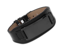 Schwarzes Lederarmband für Herren - mit Gravurplatte aus Edelstahl in schwarz