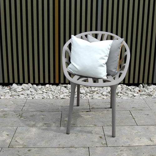 Pete & Sally Außenkissen in weiß-taupe 50x50 cm - Outdoor-Kissen UV beständig