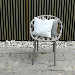 Pete & Sally Außenkissen in weiß-taupe 50x50 cm - Outdoor-Kissen UV beständig