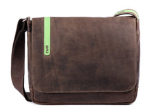 Große Laptoptasche Toro T15 in braun-grün von Zwei - robuste Umhängetasche aus Leder
