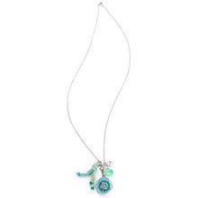 Exoal Collier Medaillon in petrol-silber - silberfarbene Kette mit Anhänger
