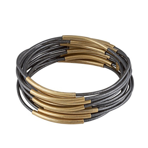 Sence Copenhagen Armband Urban Gipsy in taupe-gold - Armreif aus Leder