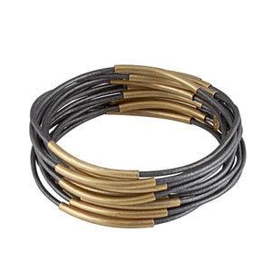 Sence Copenhagen Armband Urban Gipsy in taupe-gold - Armreif aus Leder