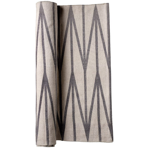 Bloomingville Läufer grafisch sand-grau - kleiner Teppich aus Baumwolle