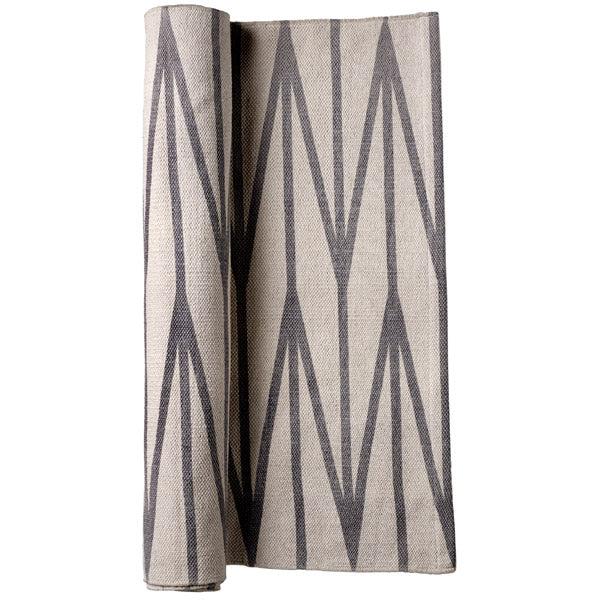 Bloomingville Läufer grafisch sand-grau - kleiner Teppich aus Baumwolle