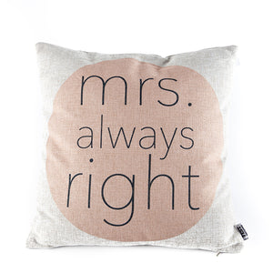 Fest Amsterdam Kissen Juffen 45x45 cm - witziges Sofakissen Mrs Always Right natur-rosa