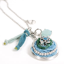 Exoal Collier Medaillon in petrol-silber - silberfarbene Kette mit Anhänger