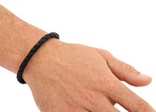 Geflochtenes Männer Lederarmband schwarz mit Edelstahlverschluss