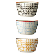 Bloomingville Müslischale Carla 3 Stück - Porzellan Schüsselchen handbemalt