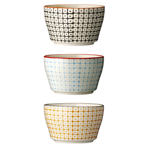 Bloomingville Müslischale Carla 3 Stück - Porzellan Schüsselchen handbemalt