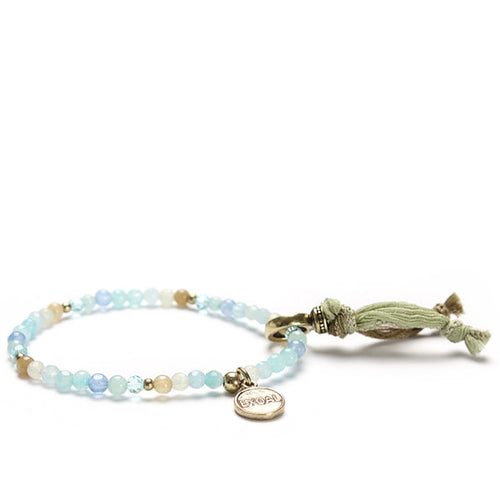 Exoal Armband Rainbow in blau-gold - Natursteinarmband