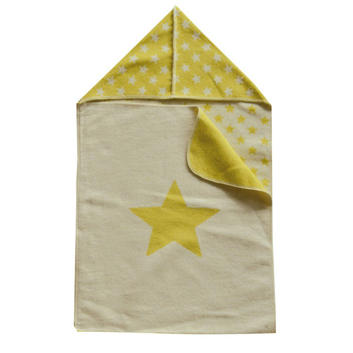 Fussenegger Puckdecke mit Kapuze aus Baumwolle - Babydecke gelb made in Austria