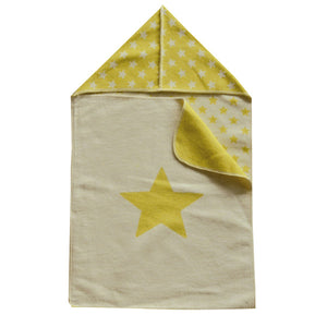 Fussenegger Puckdecke mit Kapuze aus Baumwolle - Babydecke gelb made in Austria