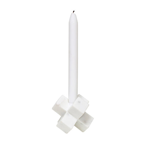 HK Living 3D Kerzenhalter aus Marmor - Designer Kerzenständer weiß