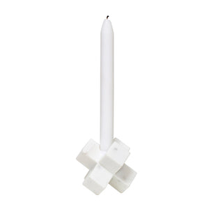 HK Living 3D Kerzenhalter aus Marmor - Designer Kerzenständer weiß