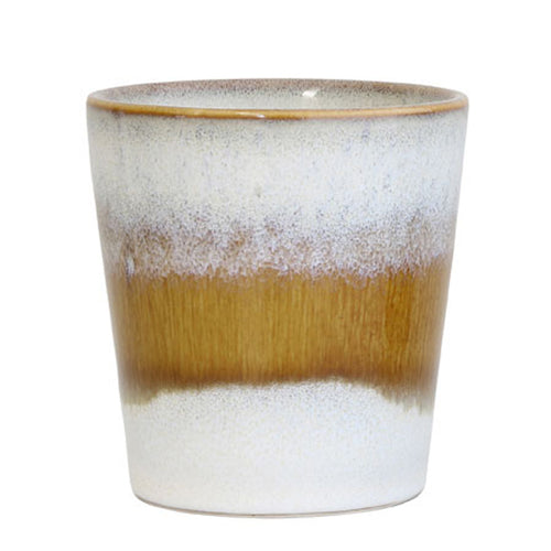 HK Living 70er Jahre Tasse Snow - Becher ohne Henkel weiß orange