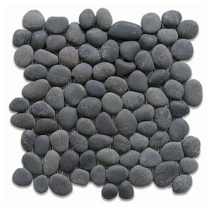 stein & ambiente 1 qm Kieselsteinboden dunkelgrau - Kieselsteinfliesen "obsidian black"