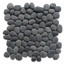 stein & ambiente 1 Netz Kieselsteinfliese dunkelgrau - Kieselstein "obsidian black"