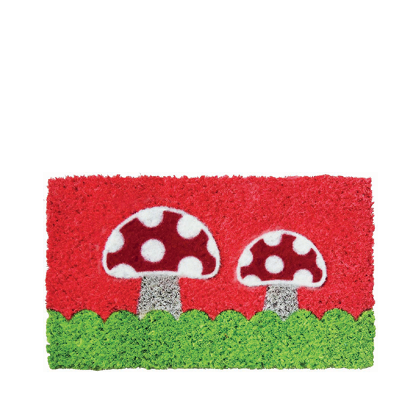 Bunte Fußmatte für Kinder „Fliegenpilz“ - kleiner Fußabstreifer aus Kokosfaser