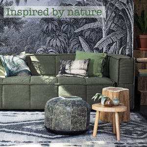 HK Living Sitzkissen aus Leder in schwarz - Sitzpouf used look Marokko Style