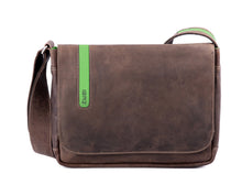 Zwei Laptoptasche Toro T13 aus Leder - Umhängetasche in braun-grün