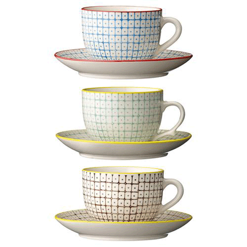 Bloomingville Kaffeetassen Carla 3 Stück - handbemaltes Porzellan