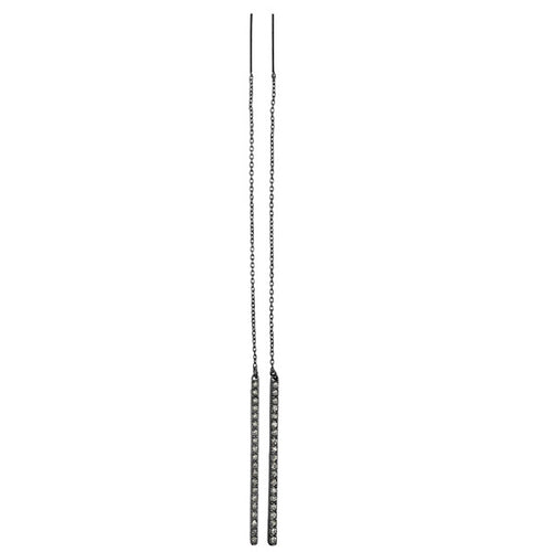 Pilgrim Ohrringe Black String with Crystals - langer Ohrhänger in schwarz