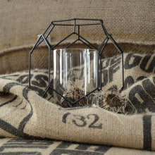 Bloomingville Windlicht Geometric schwarz - modernes Windlicht aus Metall und Glas