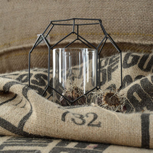 Bloomingville Windlicht Geometric schwarz - modernes Windlicht aus Metall und Glas