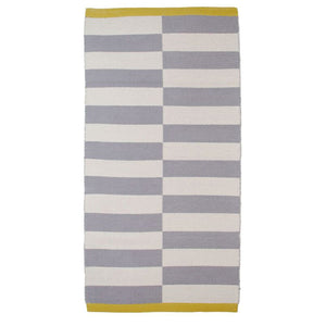 Aspegren Teppich Grey Lines - Baumwoll-Läufer grau-weiß-senfgelb 130x70 cm