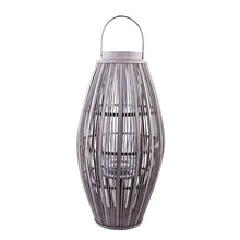 Broste Copenhagen Laterne Aleta - graues Windlicht aus Bambusholz mit Glaseinsatz