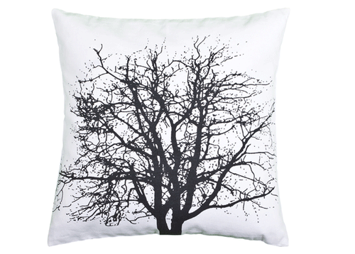 Broste Sofakissen Branch in 40x40 cm - Baumwollkissen mit schwarzem Baummotiv
