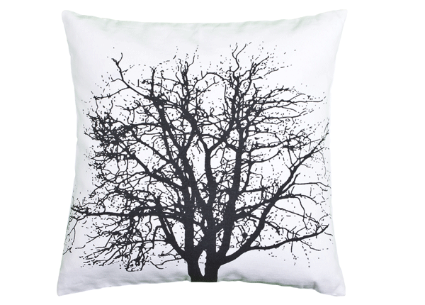 Broste Sofakissen Branch in 40x40 cm - Baumwollkissen mit schwarzem Baummotiv