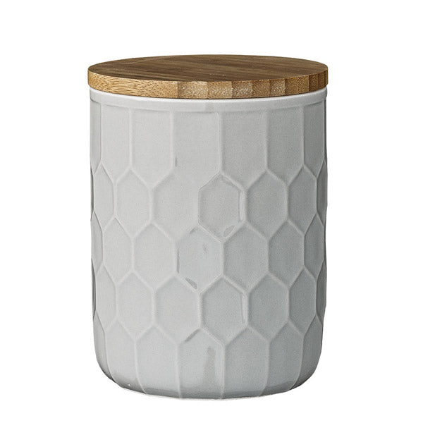 Bloomingville Vorratsdose Medium in grau - Aufbewahrungsdose mit Bambusdeckel