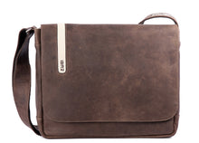 Große Laptoptasche Toro T15 aus Leder in braun-creme - Umhängetasche von Zwei
