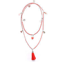 Exoal Kette Holy Colours in rot-silber - Natursteinkette mit Farbverlauf